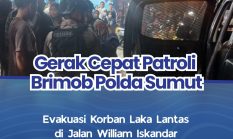 Gerak Cepat Patroli Brimob Polda Sumut Evakuasi Korban Laka Lantas di Jalan William Iskandar
