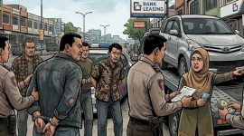 Foto: Ilustrasi penangkapan debt colector di jalan Belimbing, Pekanbaru - Riau, pasca menghentikan paksa kendaraan  korban dan meminta uang penarikan.