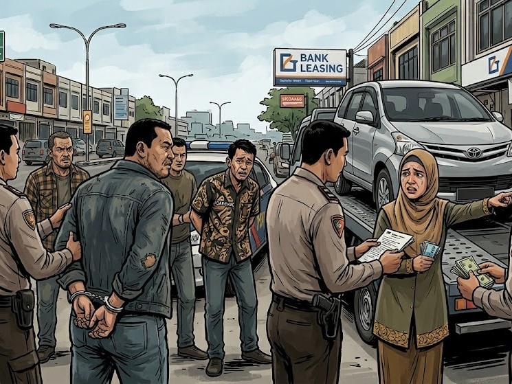 Foto: Ilustrasi penangkapan debt colector di jalan Belimbing, Pekanbaru - Riau, pasca menghentikan paksa kendaraan  korban dan meminta uang penarikan.