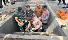 KAPOLRES BINJAI HADIRI PELETAKAN BATU PERTAMA PEMBANGUNAN PT NATURAL TIRTA SEGAR DI LANGKAT