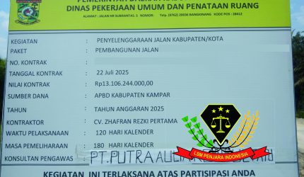 Ketua DPD LSM PENJARA INDONESA Provinsi Riau, Relas, sorot kerusakan jalan Kampar di Kabupaten Kampar.