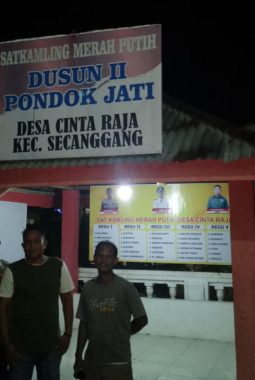 Sambangi Pos Kamling, Bhabinkamtibmas Polsek Secanggang Ajak Dukung Keamanan Lingkungan