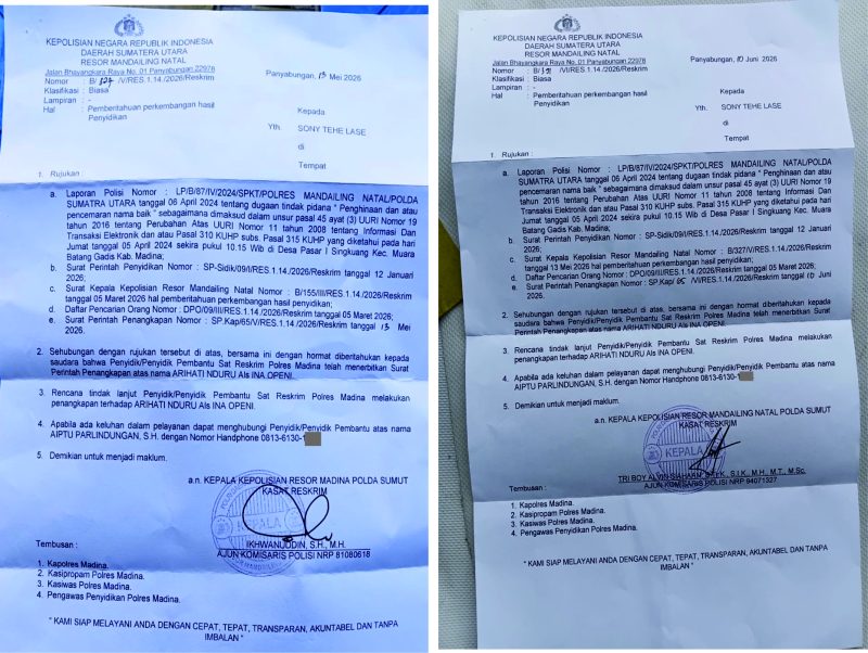 Foto : Dokumen Dua Kali Penerbitan Surat Perintah Penangkapan Terhadap DPO Arihati Ndruru.