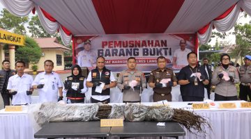 Polres Langkat Musnahkan Barang Bukti Narkotika Sabu, Pil Extasi dan Ganja